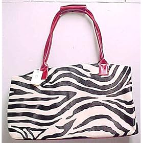 Click here to buy Black White Zebra Print Overnight Bag Duffel Red Trim by Coolstuff4U.