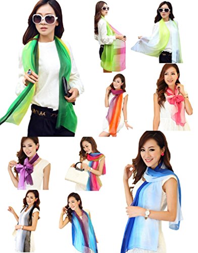 【ARINCO】 レインボー グラデーション ストール スカーフ 大判 レディース 選べる 10タイプ 春 夏 冷房対策 サイズ 155cm x 50cm