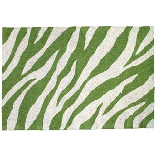 123 Creations C728D.2x3 foot Zebra in Green Hooked Rug - 100 Percent Wool