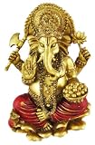 Metallic Gold Ganesha Hindu God Of Wisdom Statue Ganesh