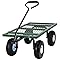 Ollieroo Utility Wagon Farm and Ranch Heavy-Duty Steel Garden Cart with Removable Folding Sides and 10” Pneumatic Tires 660Lb Capacity 38”x20” Bed Powder Coated Green Finish
