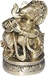 Religious Gifts Sitting Ganesha Brass Statues Playing Conch Shell 2.5 x 2.5 x 4 inches