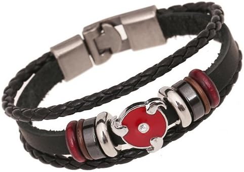 MyTime Bracelet SALE Japan Fashion Stainless Steel Sharingan Studded Bracelets Hand Braided Leather Cartoon Design Women Bracelet Party Jewelry