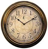 Geneva 13-1/2-Inch Antique Plastic Wall Clock,Gold