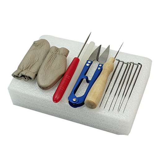 Akak Store Needle Felting Starter Kit Set - Felting Foam Pad+Needles+Scissor+Wooden Felting Handle+Awl+Finger Stall+Glue Stick - Felting Kits Accessory Craft Set