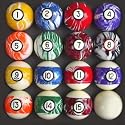Pool Table Billiard Ball Set, Swirl/Marble Style