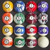 Pool Table Billiard Ball Set, Swirl/Marble Style