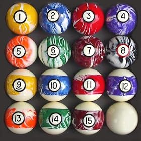 Pool Table Billiard Ball Set, Swirl Marble Style by 