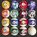 Pool Table Billiard Ball Set, Swirl/Marble Style