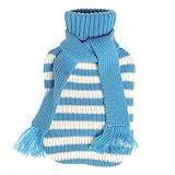 Blue Stripey Scarf Knitted Hot Water Bottle