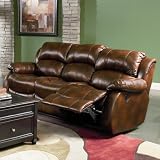 MORELL SOFA LOVESEAT SET LEATHER BROWN MOTION RELINER PLUSH