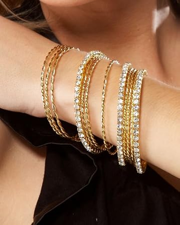 bebe.com Rhinestone Bangle Set :  rhinestone bangle set gold bangles bebe bangles