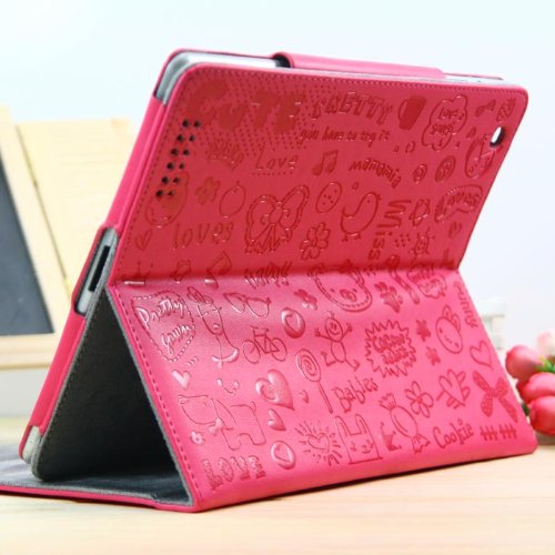 ZuGadgets Magenta Cute Graffiti Pattern Leather 