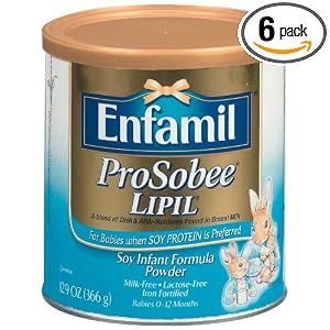 Enfamil ProSobee Lipil Soy Infant Formula, Iron Fortified, Powder (Case Pack, Six-12.9 Ounce Cans)