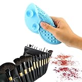 ESARORA Makeup Brush Cleaning Mat, Makeup Brush Cleaner Set of 3 Mini Cosmetic Brush Cleaner Mat Portable Washing Tools (blue)