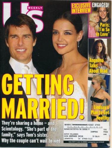 Us Weekly Magazine June 13, 2005 Tom Cruise Katie Holmes Wedding, Angelina Jolie Brad Pitt, Linday Lohan, Paris Hilton Engaged, Jennifer Aniston