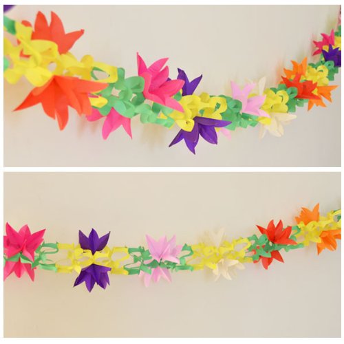 Tulip Flower Shaped Paper Garland - 12 Ft Long