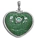 Sterling Silver Aventurine Heart w/ Carved Fish and Caribbean Quartz Accent Pendant by Sajen