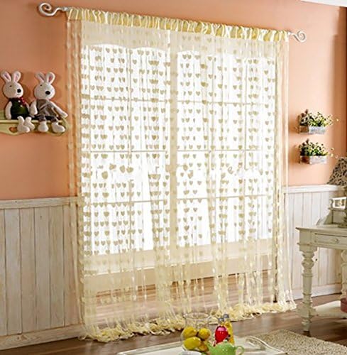 AKKR Beige 76" x 39" inch Rare Flat Silver Ribbon Door String Curtain Thread Fringe Window Panel Room Divider Cute Strip Tassel Party Wedding Christmas Events