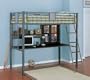 Twin Size Loft Bunk Bed in Charcoal Finish - Monster Bedroom Collection
