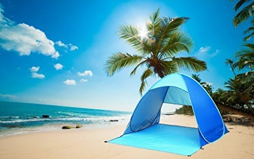 Yourss Outdoor Automatic Pop up Instant Portable Cabana Beach Tent 2-3 Person, Anti UV Beach Tent Shelter, Sun Shade Sport Shelter, Beach Umbrella,Sets up in Seconds,Blue