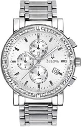 Stainless Steel Chronograph Silver Dial with Diamonds