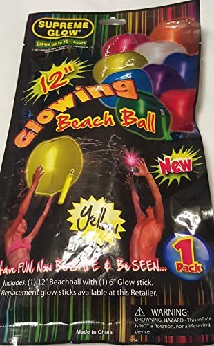 Glow In The Dark Light Up Beach Ball Yellow