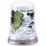 New Jersey State Map Pearl Souvenir Collectible Thimble agc