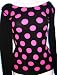 Mosquitohead Women's PINK POLKA DOTS Long-Sleeved Thermal Shirt- Black