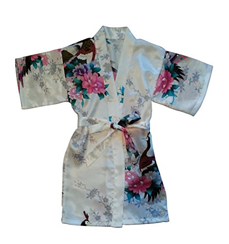 A-wind Girls' Satin Kimono Robe For Spa Party Wedding Birthday