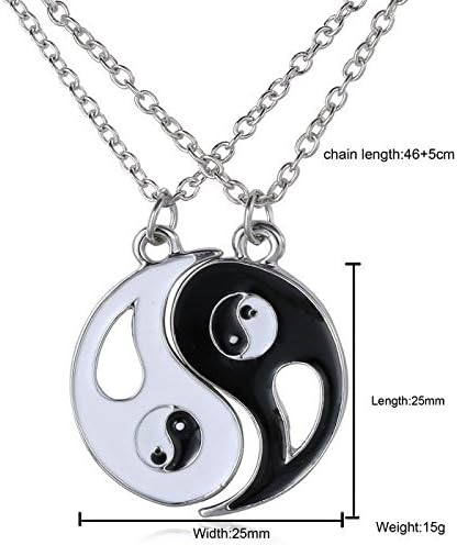 Two Pieces Taichi Yin-Yang Pattern Pendant Necklace for Best Friends Couples Sisters SK160225091005