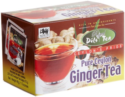 Dil's Royal Tea Pure Ceylon Ginger Tea, 20-Count Tea Bags (Pack of 24)