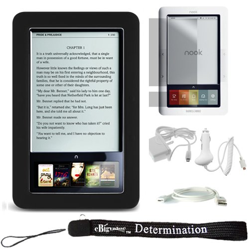 Barnes & Noble Nook E-Reader Kroo Case Protective Durable Silicone Skin (Black) + Includes a 4-Inch eBigvalue Determination Hand Strap Image Barnes & Noble Nook E-Reader Kroo Case Protective Durable Silicone Skin (Black) + Includes a 4-Inch eBigvalue Determination Hand Strap