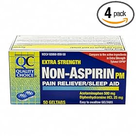 Quality Choice Extra Strength Non-aspirin Pain Relief/sleep Aid Geltabs 50-Count, Boxes (Pack of 4)
