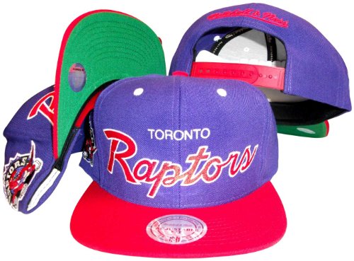Toronto Raptors Script Purple/Red Two Tone Snapback Adjustable Plastic Snap Back Hat / Cap