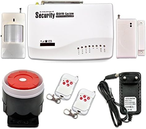 Konxe H318433E GSM Alarm Voice Burglar Home Security System Kit with PIR Detector/ Door Sensor/ Remote Controller/ Wired Siren, Voice Alarm System + Auto Dialing Voice Prompt
