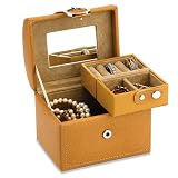 Honey colored leather mini jewelry case by Wolf Designs
