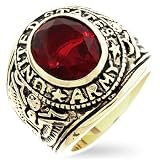 Mens Ring - Army, Round Bezeled CZ, Black Enamel, GoldUnited States Army