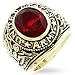 Mens CZ Ruby Gold Military Army Pride Ring