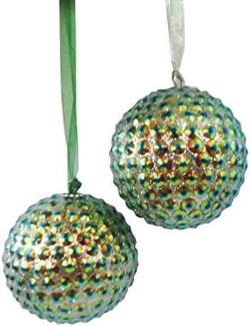 Handmade Hanging Ornaments Set of 2 Pcs Box Plastic Lac Material Tree Topper Silver Ball Hanging Home Décor Ornaments Christmas Gift