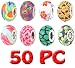 Bundle Monster 50pc Lot Silver Fimo Clay European Mix Beads Charms Jewelry - Compatible with Pandora, Chamilia, Troll, Biagi