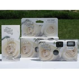 10 Pack Elegant Rose Wedding Party Disposable Cameras with Gift Box and Matching Tents, 27 Exp. by 