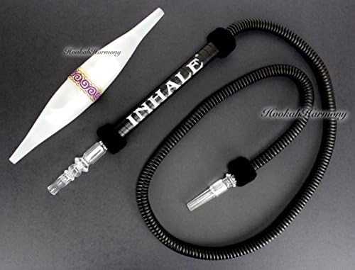 Inhale Iced Out Premium Black Washable Leather Extra Wide Frozen HookahHarmony Clear Ice Freeze Tip Hookah Hose Removable Mouth Piece