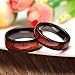 6mm/8mm Men's Women Not Fade Zirconium Black Titanium Ring with Mahogany Wood Inlay Comfort Fit Wedding Band