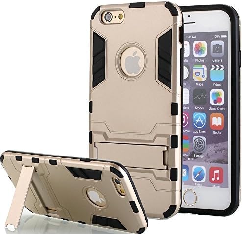 iPhone 6 Plus Case, FOME Cases Series Heavy Duty Shock-Absorption Kickstand Feature Hybrid Dual Layer Armor Defender Full Body Protective Case Cover for iPhone 6 Plus 5.5Inch Golden
