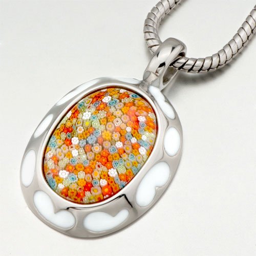 Valentines Day Gifts For Her Murano Glass Millefiori Multi Color Oval Pendant For Women