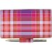 Cherry Plum Tartan Colors Baekgaard Leather Brights Checkbook Cover & Pen, Genuine Leather