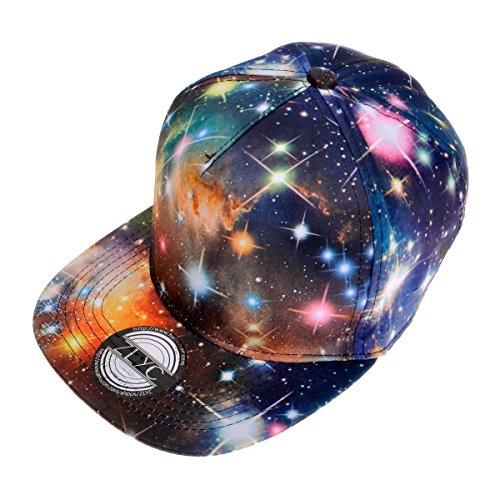 ZLYC Starry Galaxy Sky Neon Pattern Flatbill Snapback Adjust Baseball Cap Hat