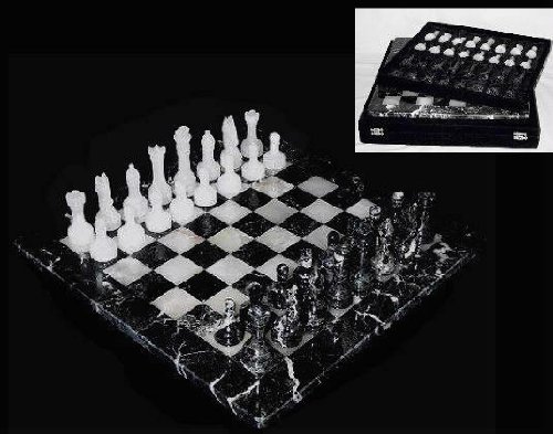 Black Zebra Marble & Onyx Chess Set with Case 51SgfUzbLVL Black Zebra Marble & Onyx Chess Set with Case
