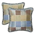 Set of 2 Loft Plaid Fringed Pillows Silver - Sage (18x18")